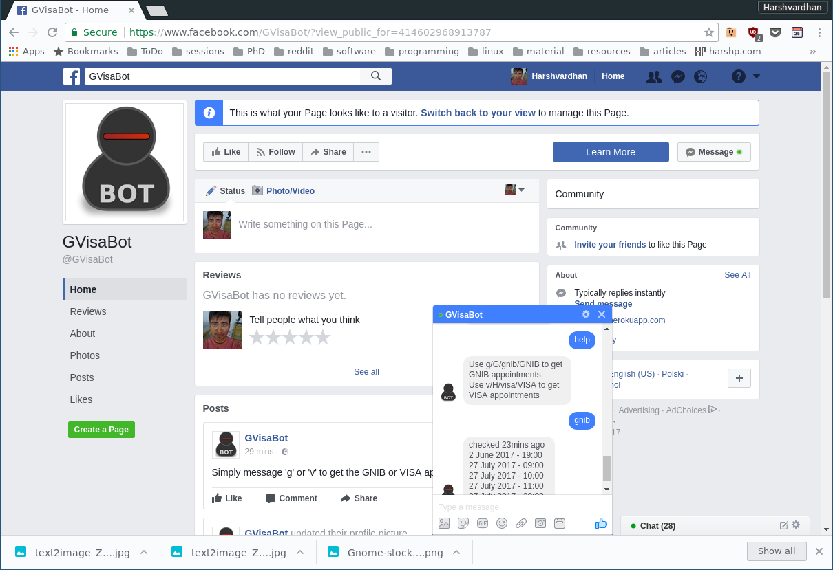 image for Setting up a Facebook bot to respond with available GNIB/VISA appointments